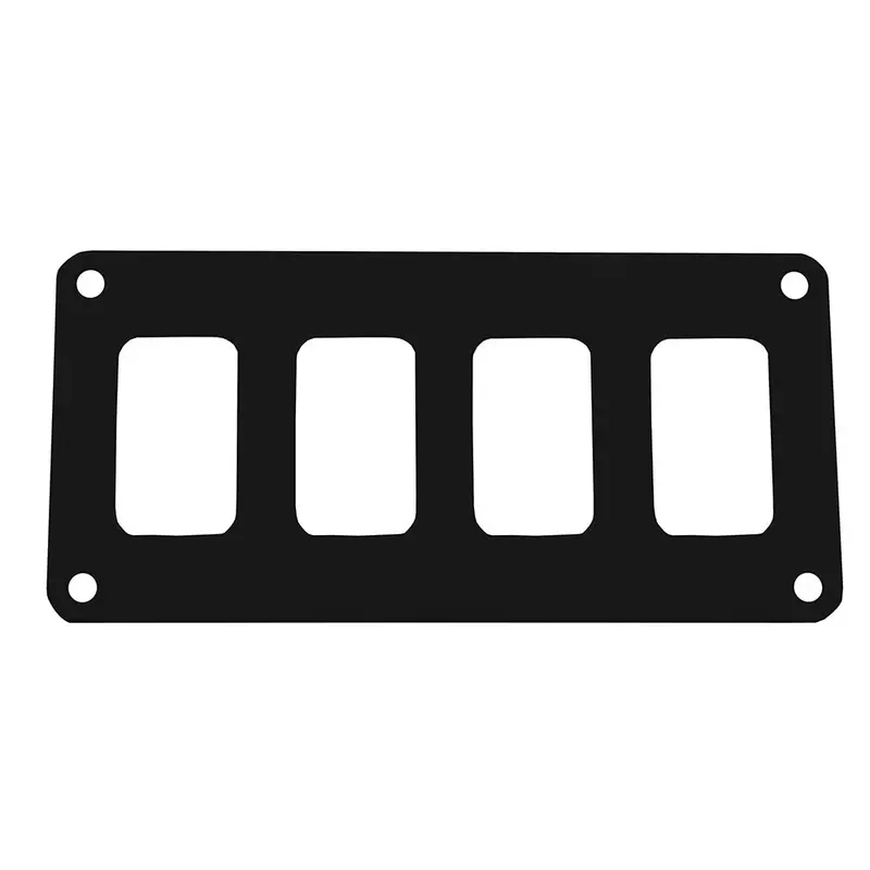 Pacer 4-Switch Marine Switch Panel – Single-Row, 5.5" × 2.75", Black Powder-Coated Aluminum 1