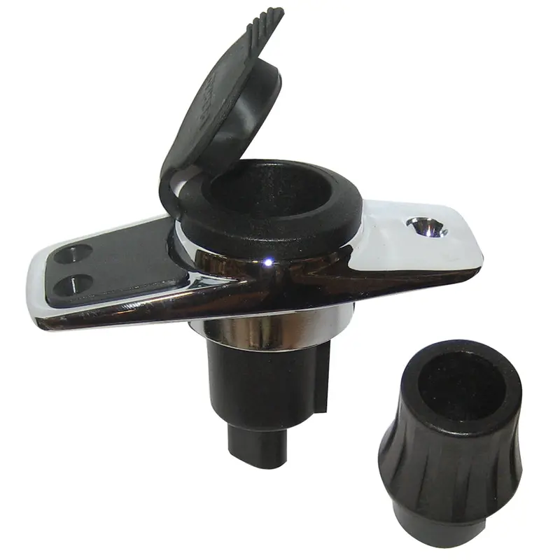 Perko 2-Pin Locking Collar Mount For Pole Lights – Chrome-Finished Base With Black Cover – Model 1060Pb0Dp 1