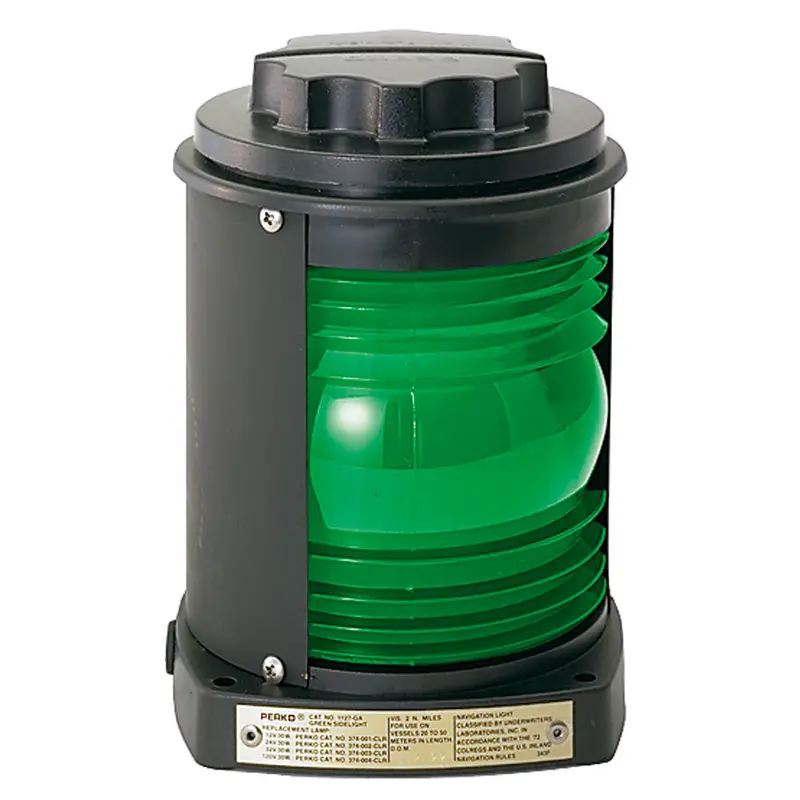 Perko Black Plastic Side Navigation Light – Green Lens, Compact Mounting [1127Ga0Blk] 1