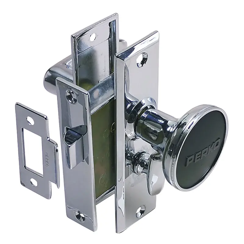 Perko Chrome Mortise Latch Set With Turn Button – Interior Door Hardware 1