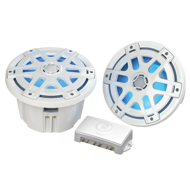 Poly-Planar Ma-Oc8 Waterproof 8" Marine Speaker – 500W Rms, Blue Led Accent, White Finish [Ma-Oc8] 1