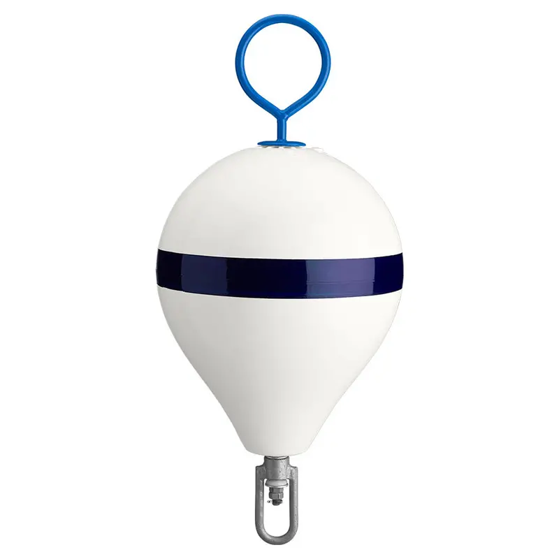 Polyform Cm-2 White Mooring Buoy With Blue Stripe — 13.5" And Galvanized Iron Core [Cm-2 Wht W/Str] 1