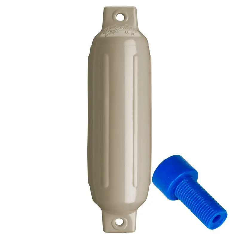 Polyform G-1 Twin-Eye Fender With Air Adapter – 3.5 X 12.8 Inch Sand-Colored Inflatable Fender 1