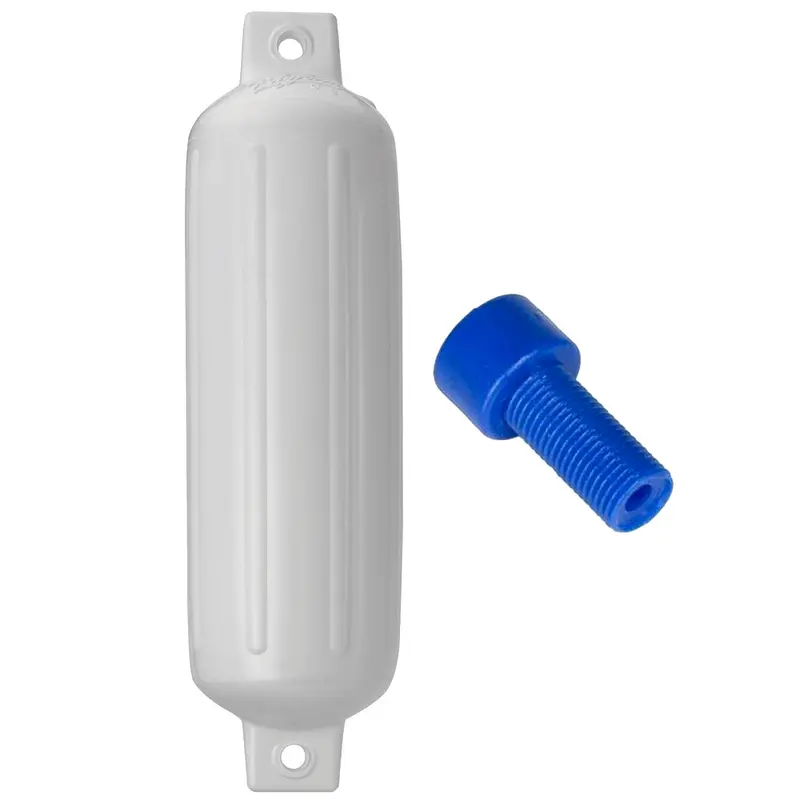 Polyform G-4 Twin Eye Boat Fender – 6.5" × 22", White With Air Adapter 1