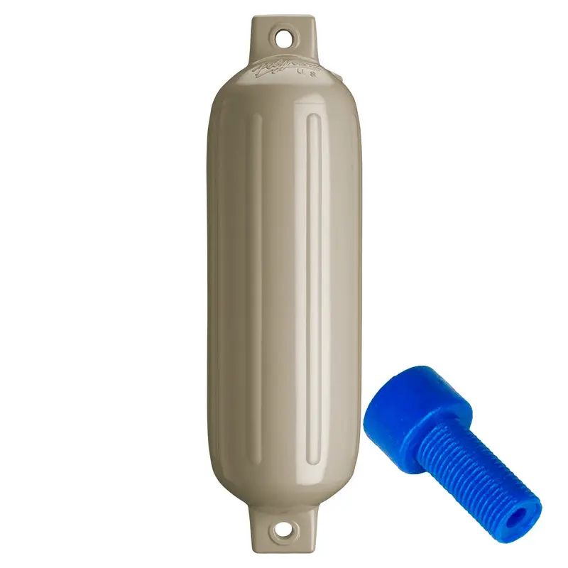Polyform G-4 Twin-Eye Fender With Air Adapter – 6.5 X 22 Inch Sand-Colored Marine Cushion 1