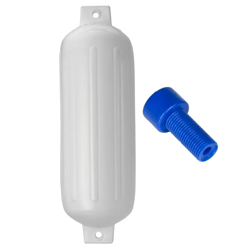 Polyform G-5 Twin Eye Boat Fender – 8.8" × 26.8", White With Air Adapter 1