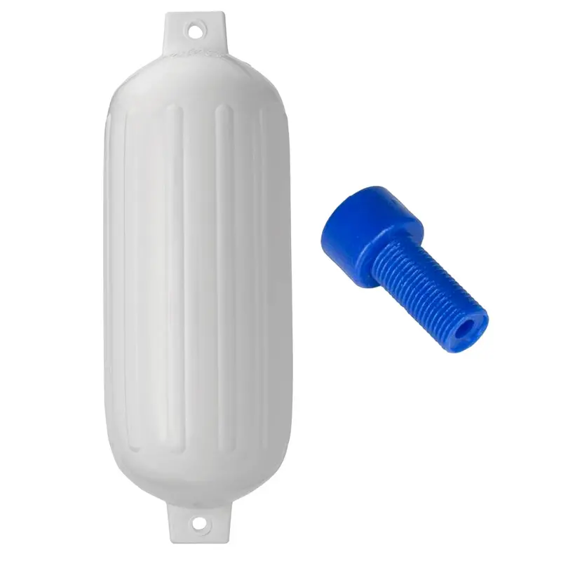 Polyform G-6 Twin Eye Boat Fender – 11" × 30", White With Air Adapter 1