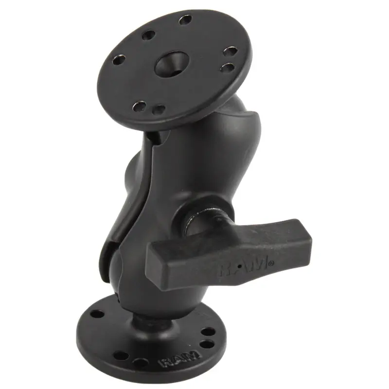 Ram Ball Mount With Short Double-Socket Arm And Dual Round Bases 1