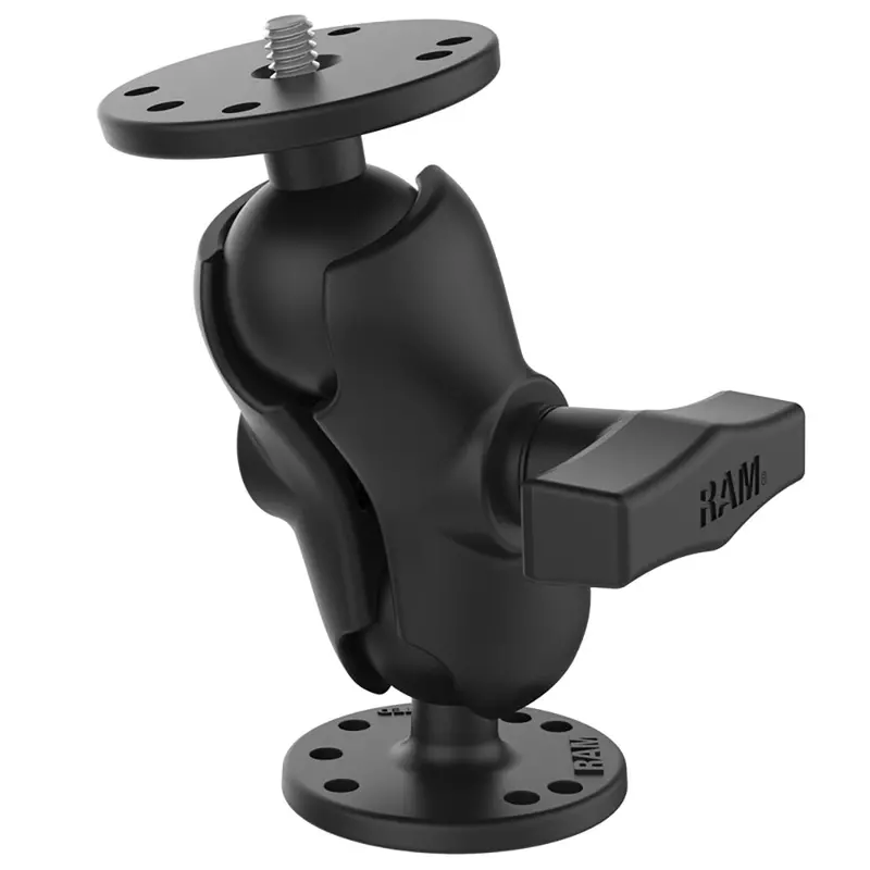 Ram Double Ball Mount With 1/4"-20 Thread And Compact Arm 1