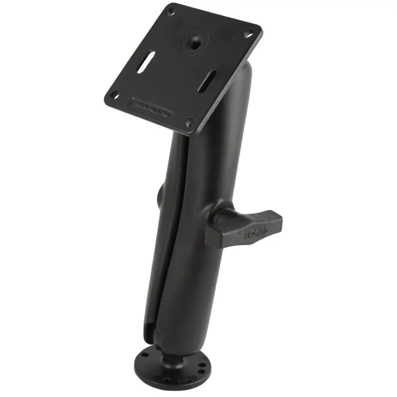 Ram Mount Dual-Compatibility Mount: Supports Amps & Vesa (3.625" Sq), 2.5" Round Base, And Long Double Socket Arm [Ram-101U-D-2461] 1
