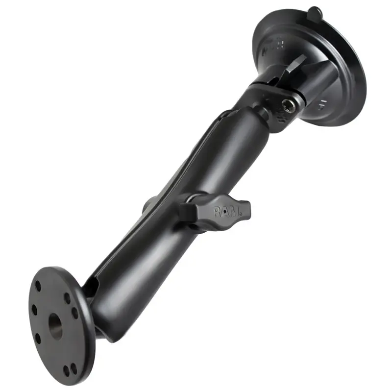 Ram Mount Twist-Lock Suction Cup Mount With Long Double Socket Arm And Amps Round Base – Ram-B-166-C-202U 1