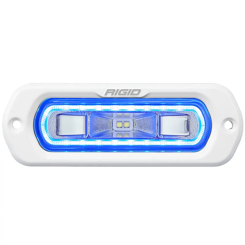 Rigid Sr-L Marine Spreader Light – White Flush-Mount Fixture With Blue Halo Ring 1