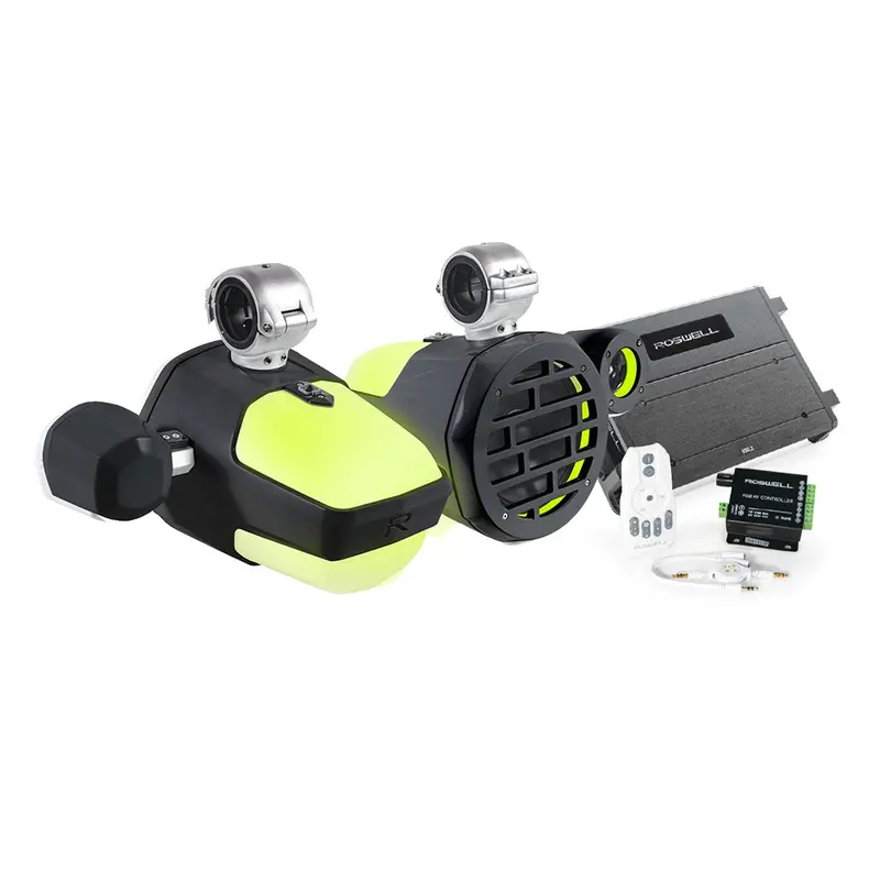 Roswell R1 Pro Black Marine Audio System Package – All-In-One Speaker & Amplifier Kit [C920-23121] 1