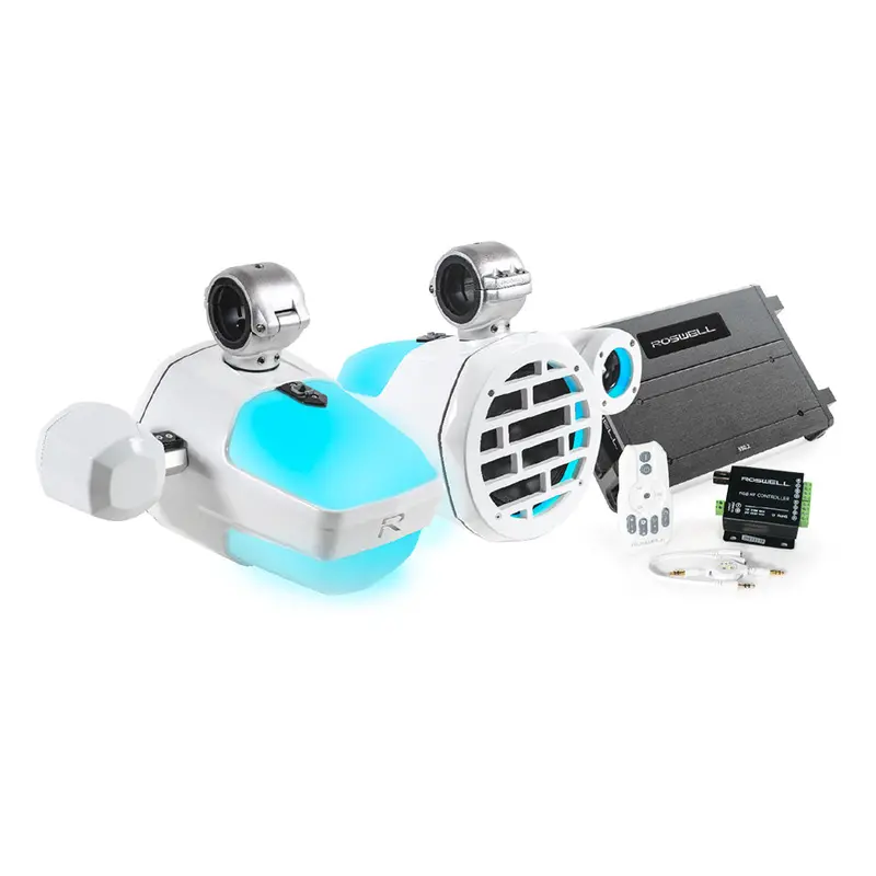 Roswell R1 Pro White Marine Audio System Package – Complete Speaker & Amplifier Kit [C920-23120] 1