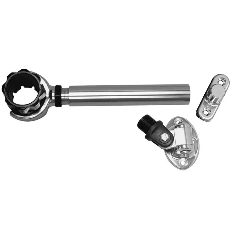 Rupp Threaded Antenna Support Kit With Oval 4-Way Base, 6-Inch Pipe Mount, And 1.5-Inch Collar 1