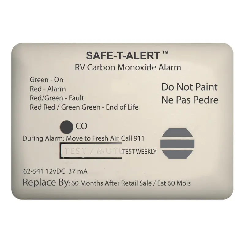 Safe-T-Alert 62-541-Wt 12V Rv Carbon Monoxide Detector – Surface-Mount White Alarm 1