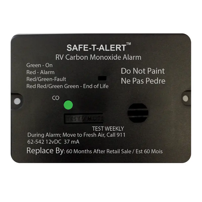 Safe-T-Alert 62-542-Bl 12V Rv Carbon Monoxide Detector – Flush-Mount Black Alarm 1