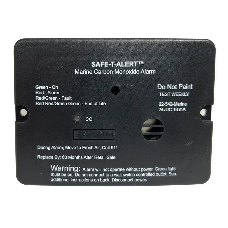 Safe-T-Alert 62-Series Co Alarm – 24V Flush-Mount, Black Housing W/Relay Output [62-542-R-Bl-24V] 1