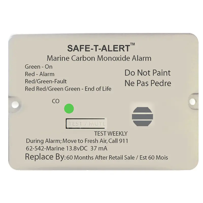 Safe-T-Alert 62-Series Marine Carbon Monoxide Alarm – 12V, Relay Output (Nc), Flush Mount, White (Model 62-542-Marine-Rly-Nc) 1