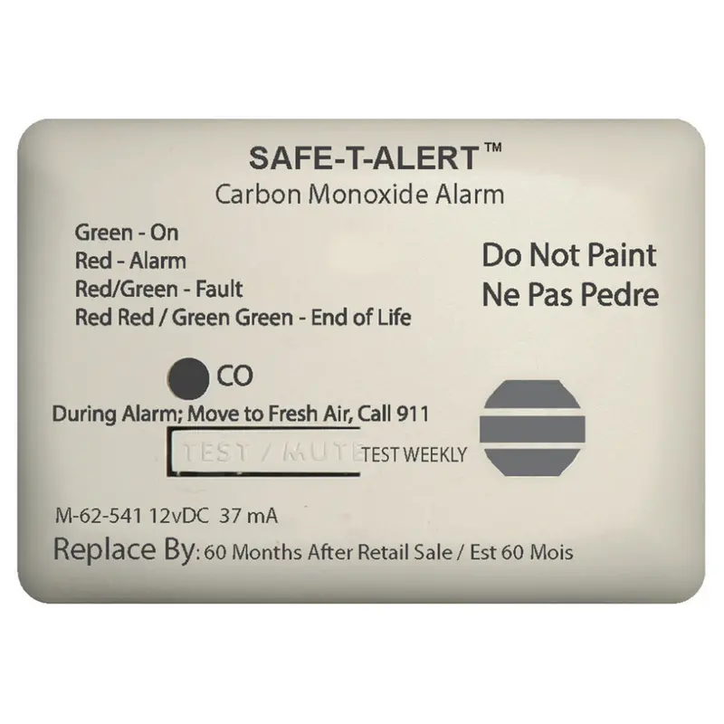 Safe-T-Alert 62-Series Marine Carbon Monoxide Alarm – 12V, Surface Mount, White (Model 62-541-Marine) 1