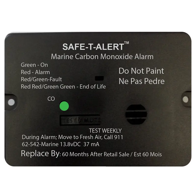Safe-T-Alert 62-Series Marine Co Alarm With Relay – 12V Flush Mount – Black 1
