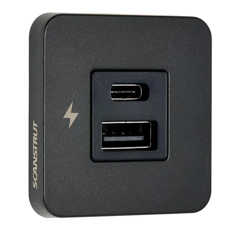 Scanstrut Tile Dual Usb-A/Usb-C Interior Charging Socket – 12/24V, Matte Black Bezel [Sc-Tile-10] 1