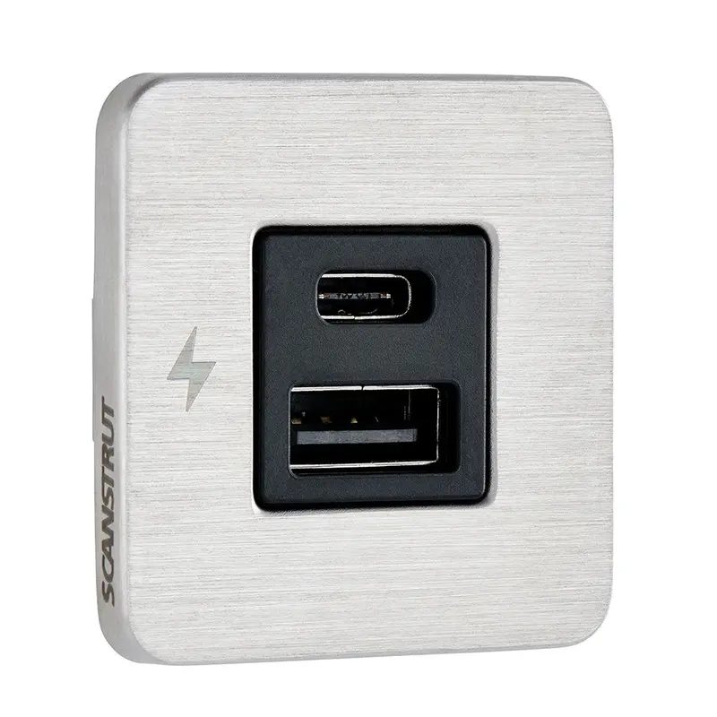 Scanstrut Tile Dual Usb-A/Usb-C Interior Charging Socket – 12/24V, Stainless Steel Bezel [Sc-Tile-11] 1
