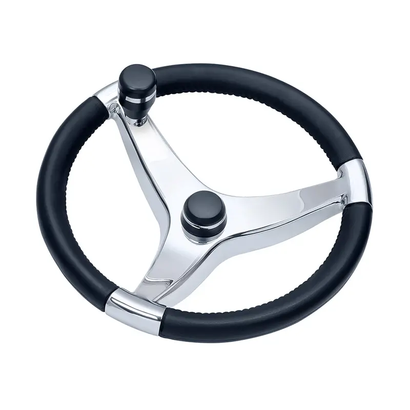 Schmitt Marine Evo Pro 316 Stainless Steel Steering Wheel With Control Knob – 13.5-Inch Diameter (Model 7241321Fgk) 1