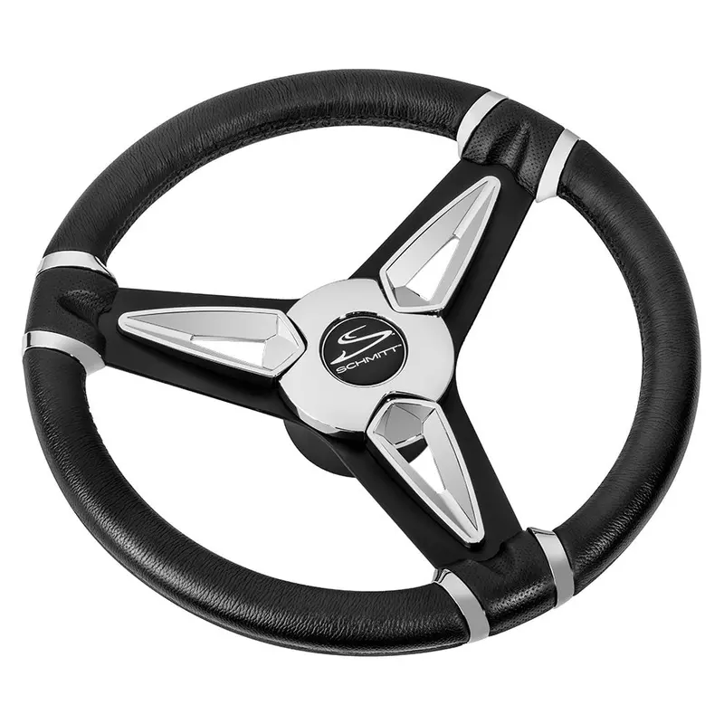 Schmitt Marine Pu50 Steering Wheel – 14", Chrome Cap & Black Spokes, Pu501404 1