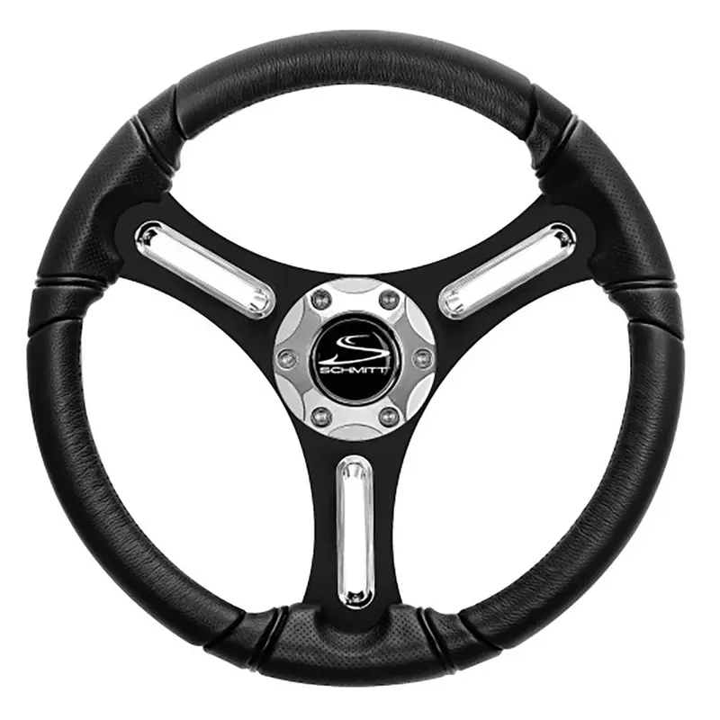 Schmitt Marine Torcello 14" Polyurethane Wheel – 03 Series, Chrome Spoke Inserts & Matte Black Brushed Spokes, 3/4" Shaft – Retail Boxed [Pu031104-12R] 1