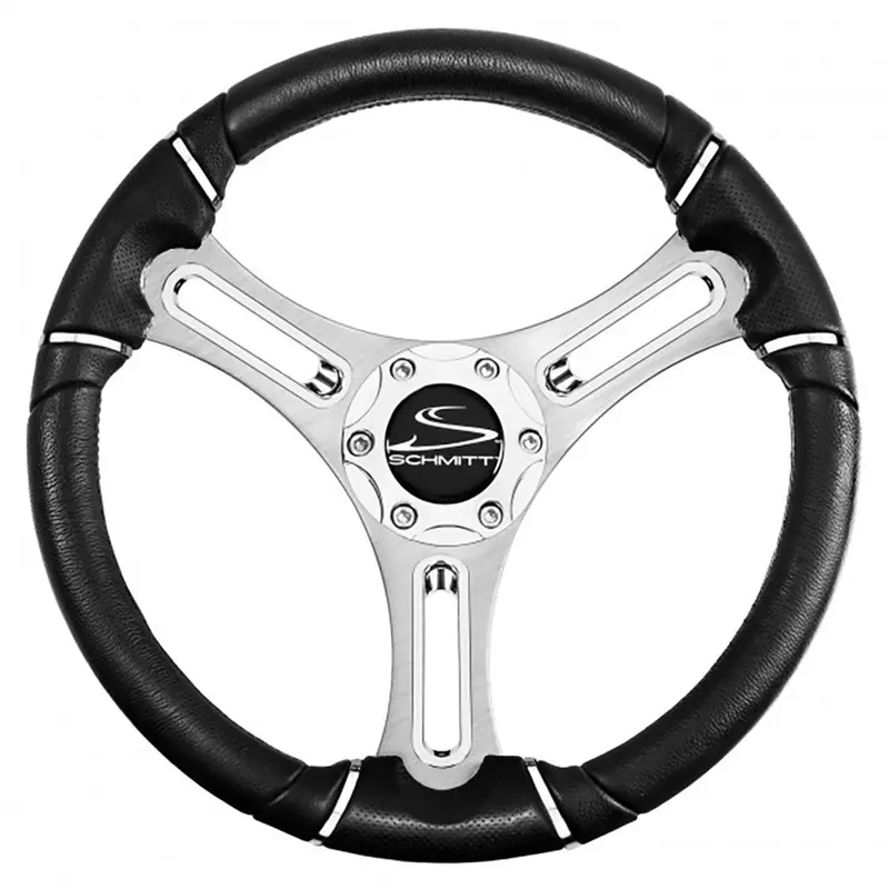 Schmitt Marine Torcello 14" Polyurethane Wheel – 04 Series, Chrome Trim Cap & Brushed Spokes, 3/4" Tapered Shaft [Pu043144-12R] 1