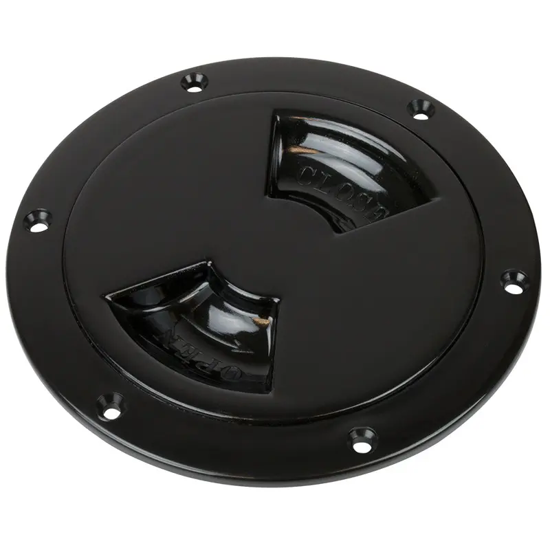 Sea-Dog 4" Black Quarter-Turn Smooth Deck Plate With Internal Collar 1