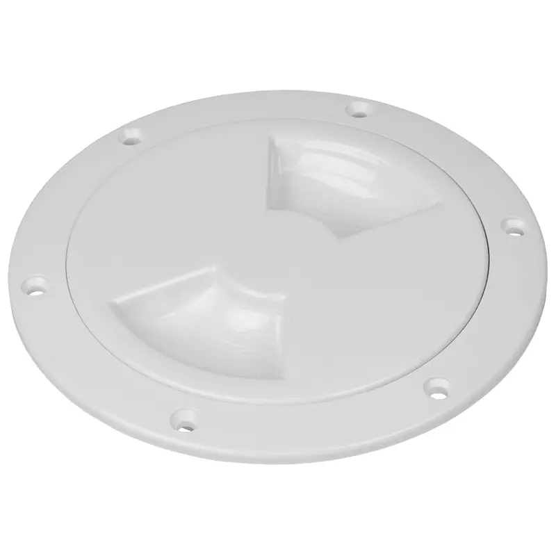 Sea-Dog 4" White Quarter-Turn Smooth Deck Plate With Internal Collar 1