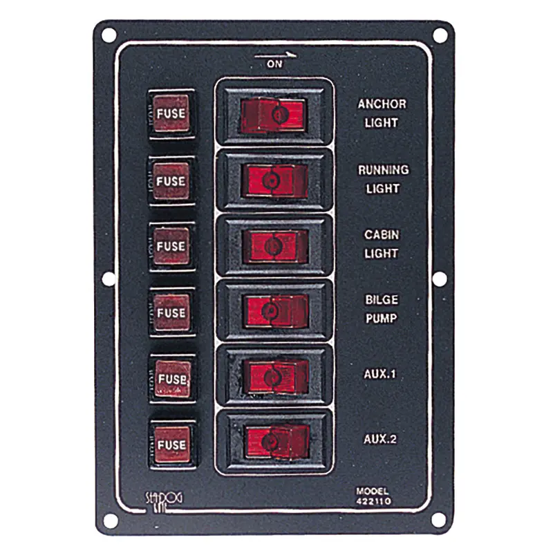 Sea-Dog Aluminum Vertical 6-Switch Panel – Model 422110-1 1