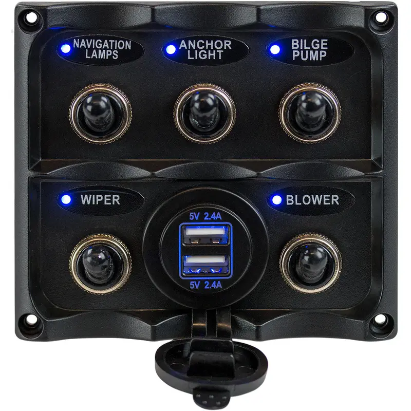 Sea-Dog Usb-Enabled Waterproof Toggle Switch Panel – 5-Switch 1