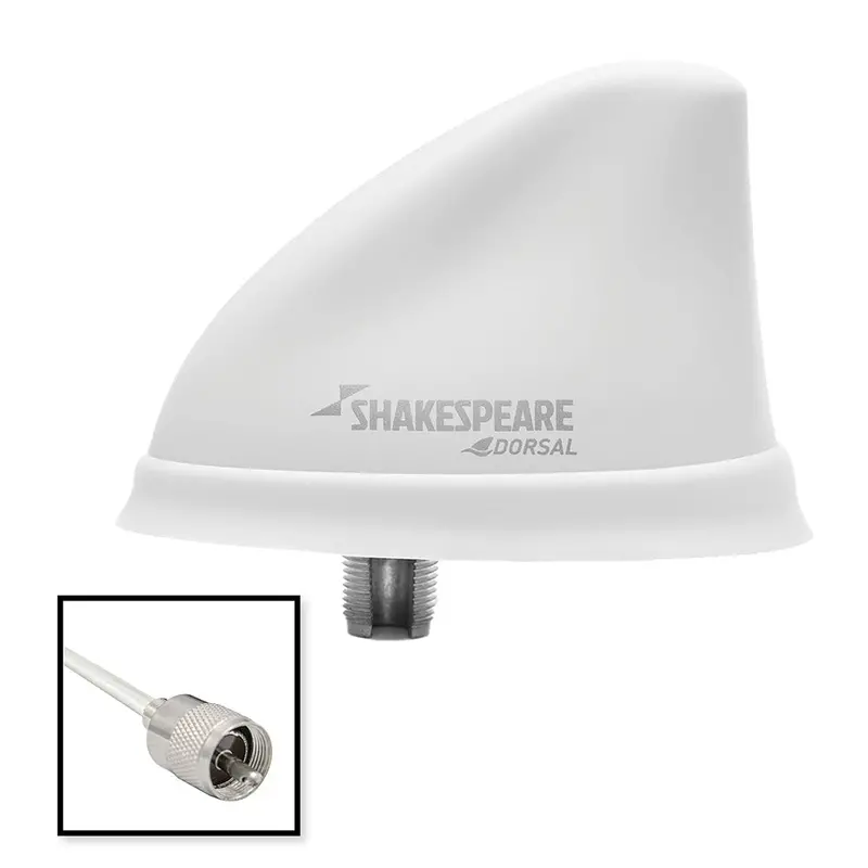 Shakespeare Dorsal Low-Profile Vhf Antenna – White Finish, 26' Rgb Cable, Pl-259 Connector (5912-Ds-Vhf-W) 1
