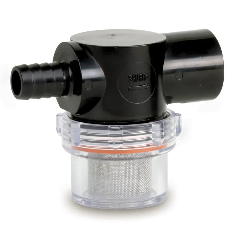 Shurflo Pentair 1/2" Barb-Inlet Twist-On Water Strainer With Clear Bowl 1
