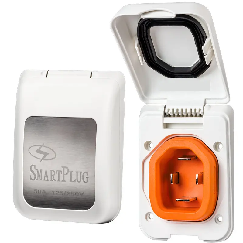 Smartplug 50A Non-Metallic Male Inlet Cover In White [Bm50Pw] 1