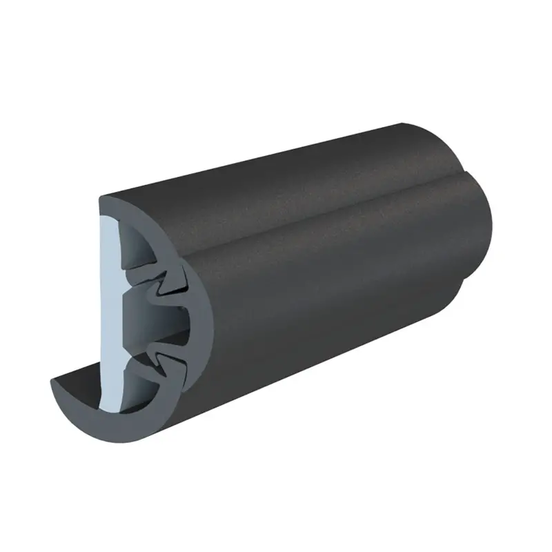 Taco Suproflex 2"H × 1-1/4"W Rub Rail Kit – 60' Length, Black Base With Black Vinyl Overlay [V11-9993Bbk60-2] 1
