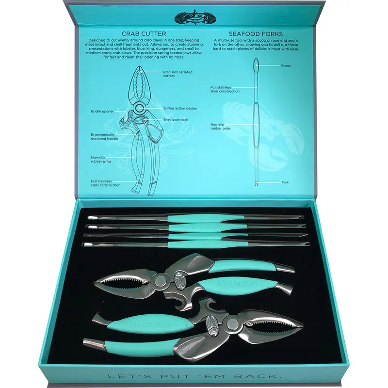 Toadfish Crab & Lobster Tool Kit – Dual Shell Cutters + Four Seafood Forks [1022] 1