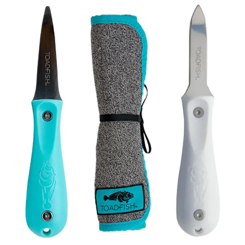 Toadfish Shuckers Value Bundle – Two Oyster Knives + Cut-Proof Shucking Cloth [1014] 1