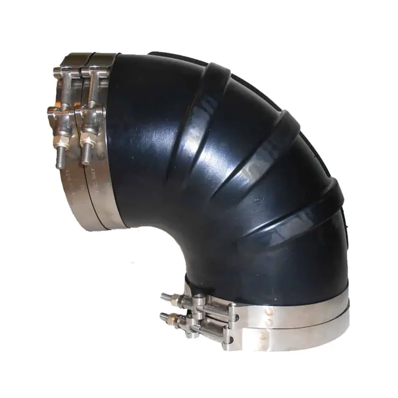 Trident Marine 6-Inch Id Epdm Wet Exhaust Elbow – 90° Black Rubber Molded Fitting With 4 Stainless T-Bolt Clamps (Model Trl-690-S/S) 1