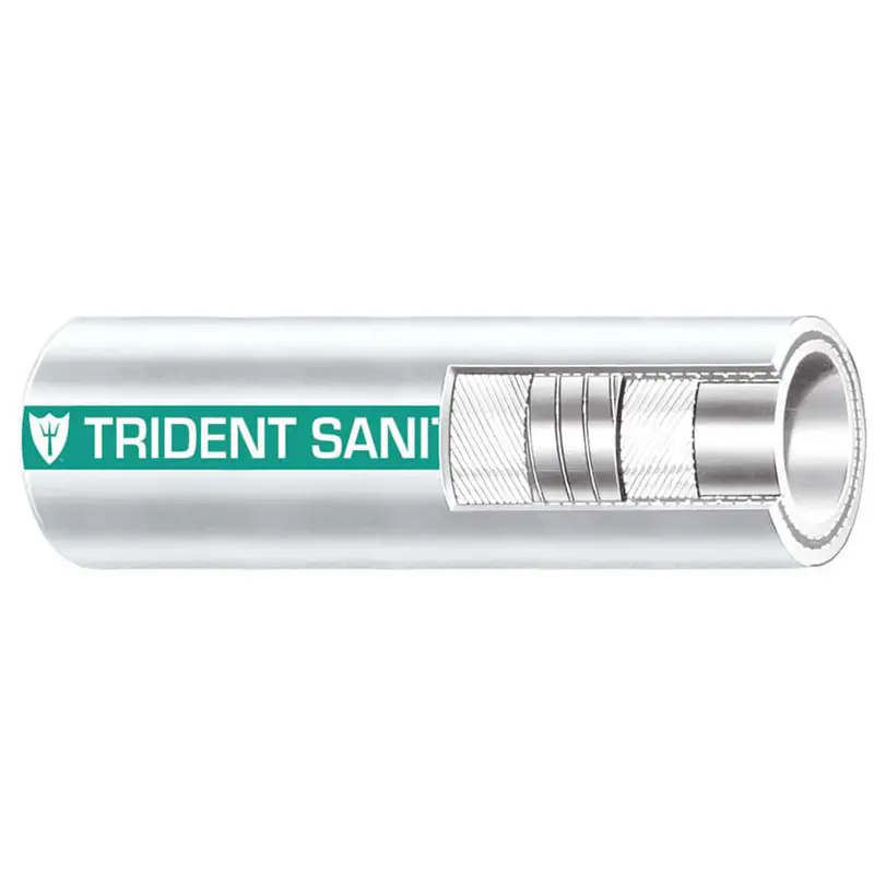 Trident Premium Sanitation Hose – 1-1/2" Id × 50' Coil, White W/Green Stripe [102-1126] 1