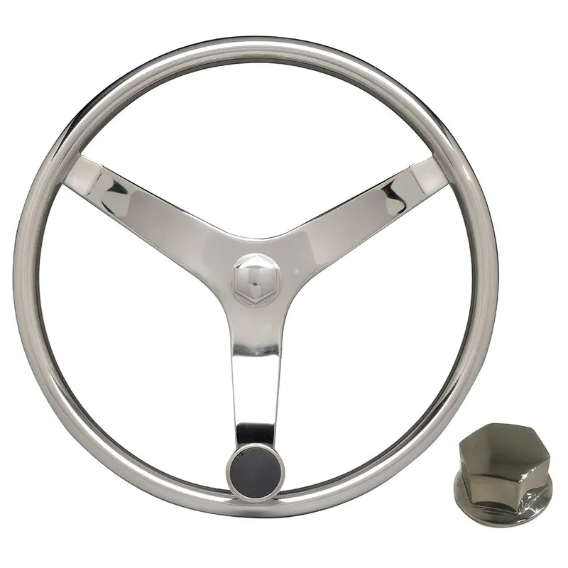 Uflex V46 Stainless Steel Steering Wheel – 13.5", Speed Knob With Chrome Nut 1