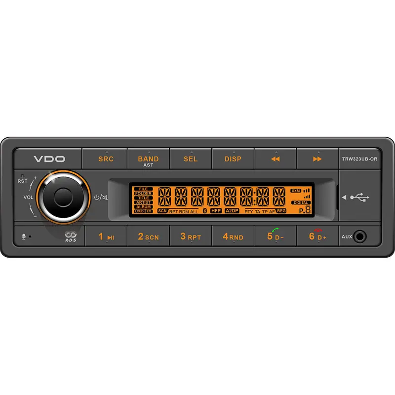Vdo 24V Marine Audio System With Fm Rds, Bluetooth, Usb, Mp3/Wma Playback – Orange Illumination [Trw323Ub-Or] 1