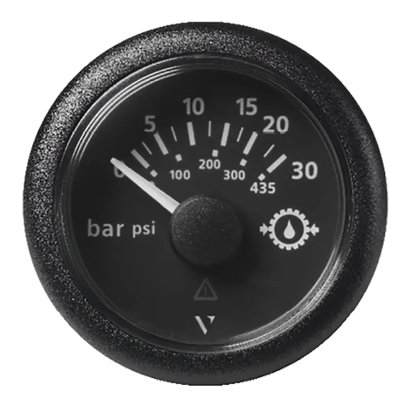 Veratron 52Mm Viewline Transmission Oil Pressure Gauge — 30 Bar / 435 Psi, Black Dial & Round Bezel [A2C59514141] 1