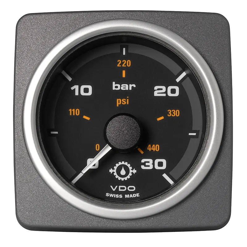 Veratron Acqualink 52Mm (2-1/16") Transmission Oil Pressure Gauge – 0–30 Bar / 440 Psi, Black Dial & Bezel [A2C59501937] 1