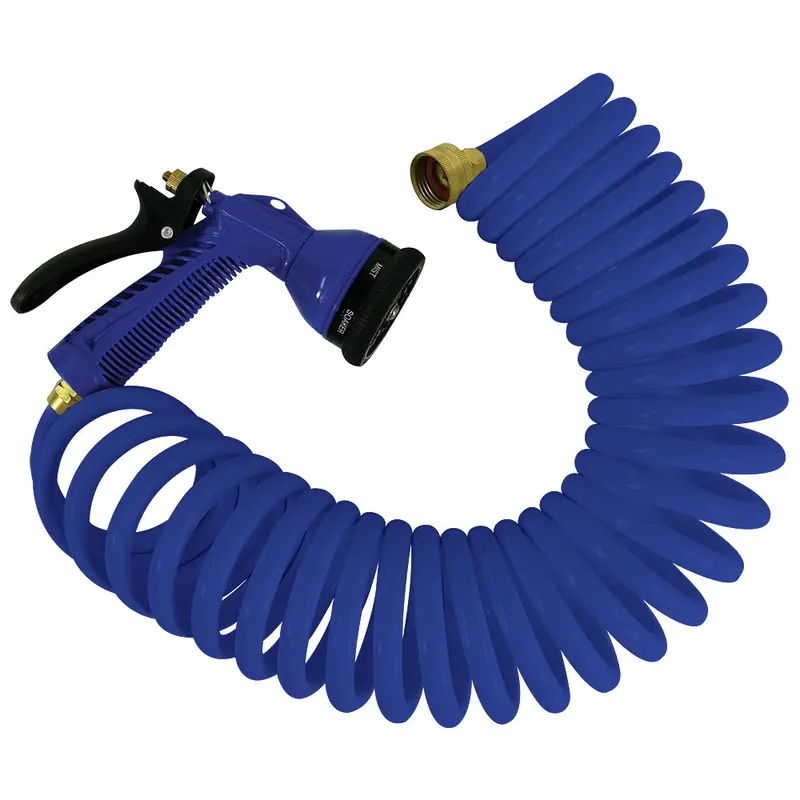 Whitecap 25-Foot Blue Coiled Deck Hose With Adjustable Spray Nozzle 1
